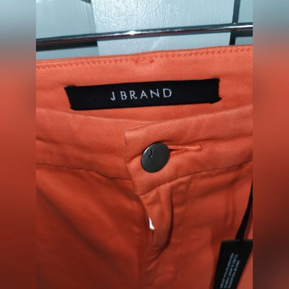 J Brand Luxe Sateen‎ Orange Mid-Rise Skinny Crop Pants NWT